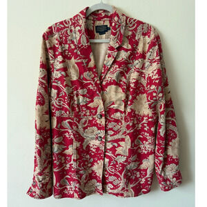 Pendleton Women's Blazer Jacket Red Floral Cotton size XL Boho Fall